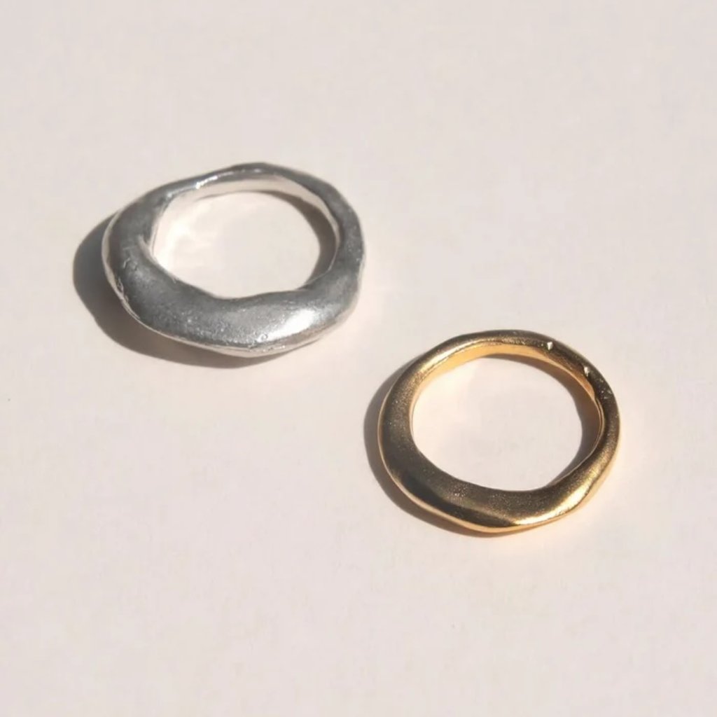 P. Smith Modern Ring Set (1 Sterling Silver, 1 10k Gold) Size 6